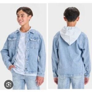 Art Class Kids' Denim Hybrid Hooded Jacket ~ Blue